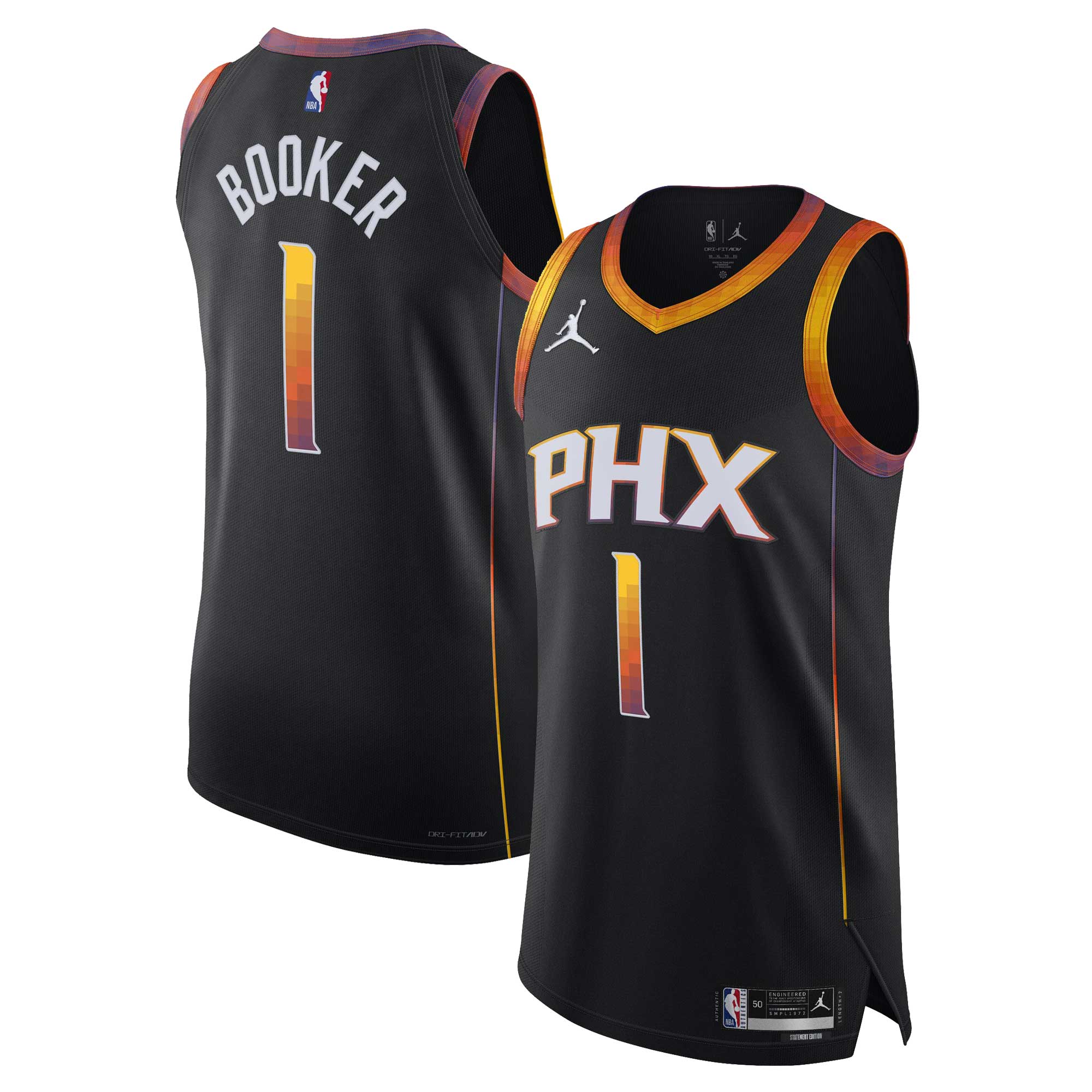 Phoenix Suns mens phoenix suns devin booker jordan brand black authentic player jersey – statement edition Collection | Official Suns Shop