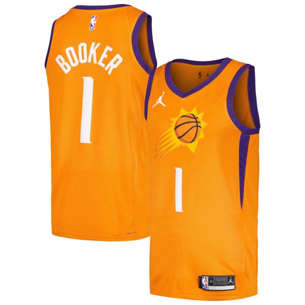 Phoenix Suns mens phoenix suns devin booker jordan brand orange swingman player jersey – statement edition Collection | Official Suns Shop