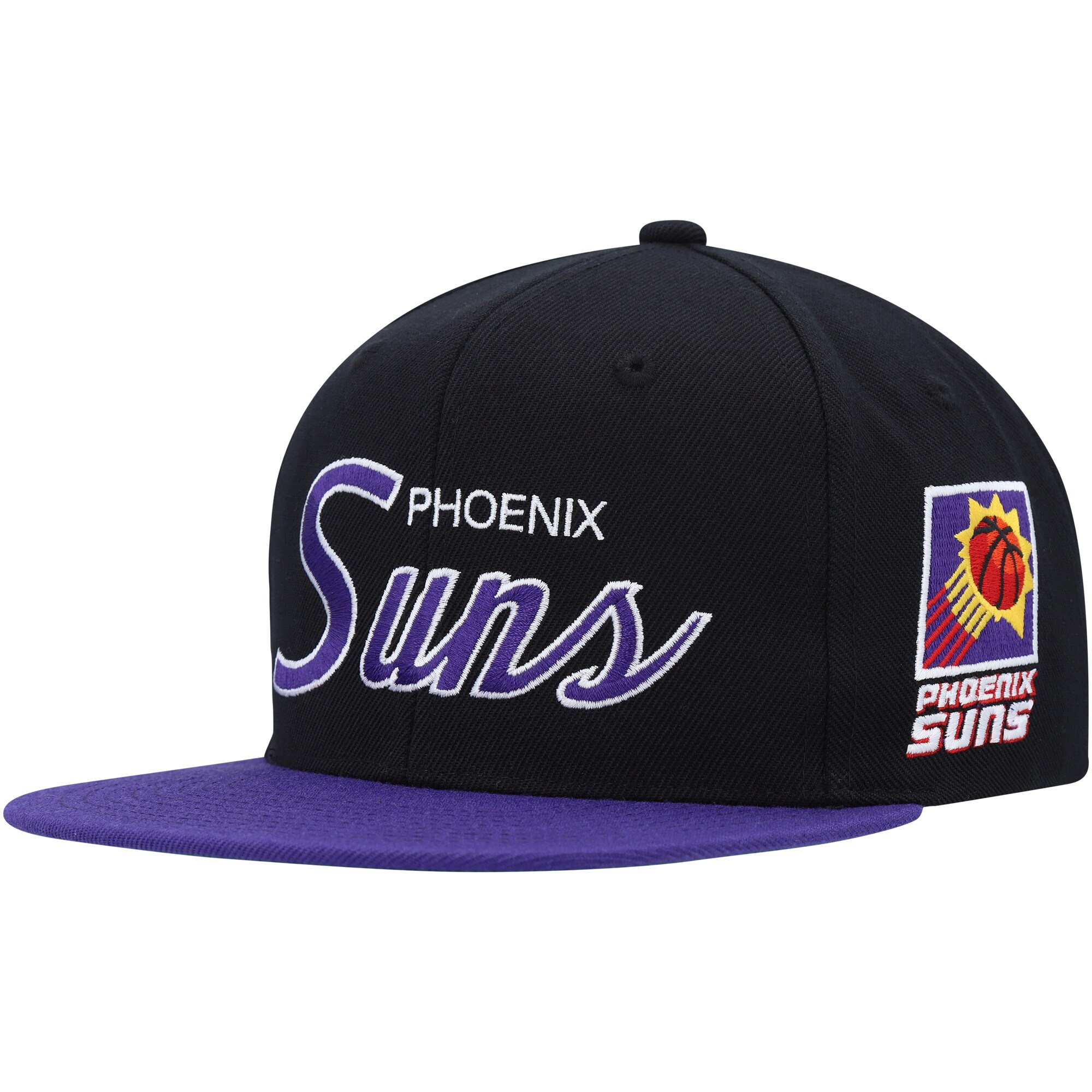 Phoenix Suns mens phoenix suns mitchell  ness black hardwood classics mvp team script 2.0 snapback hat Collection | Official Suns Shop