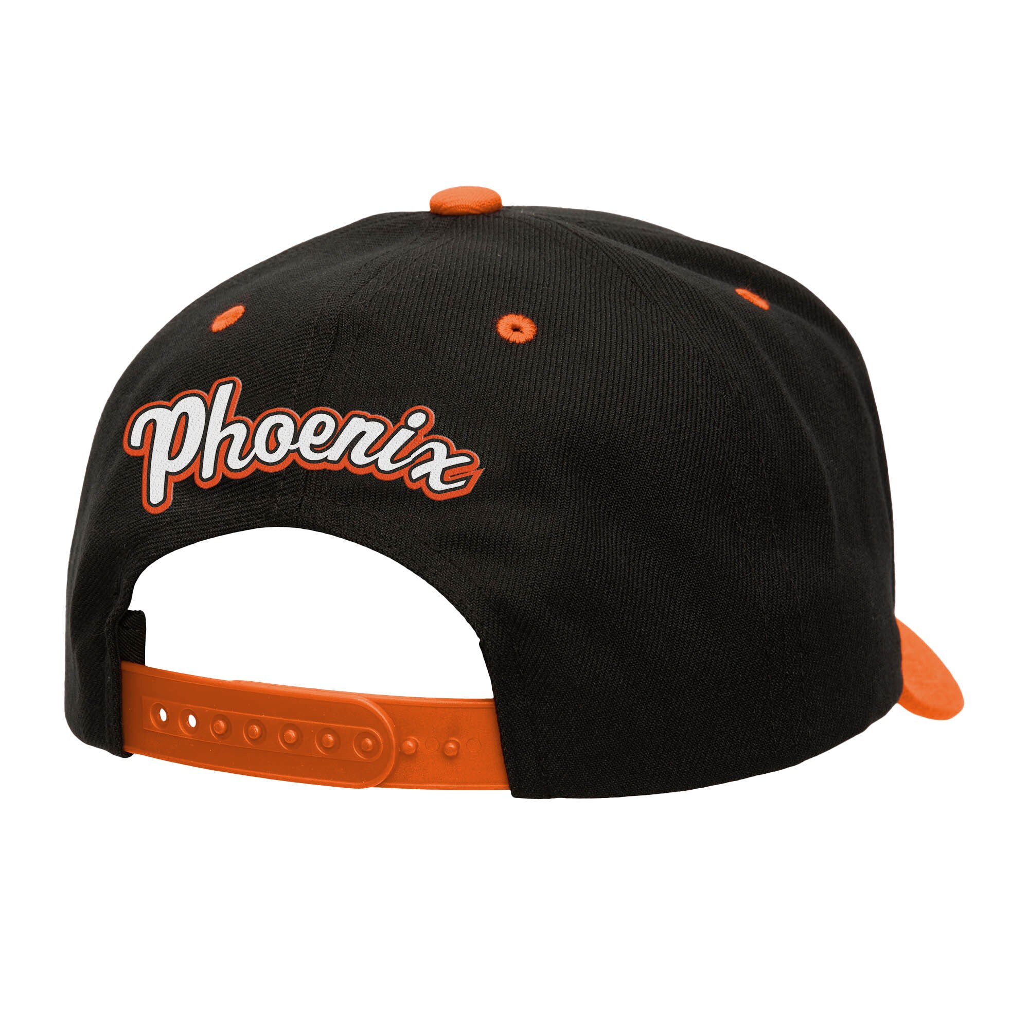 Phoenix Suns mens phoenix suns mitchell  ness blackorange backside script two-tone pro crown adjustable hat Collection | Official Suns Shop