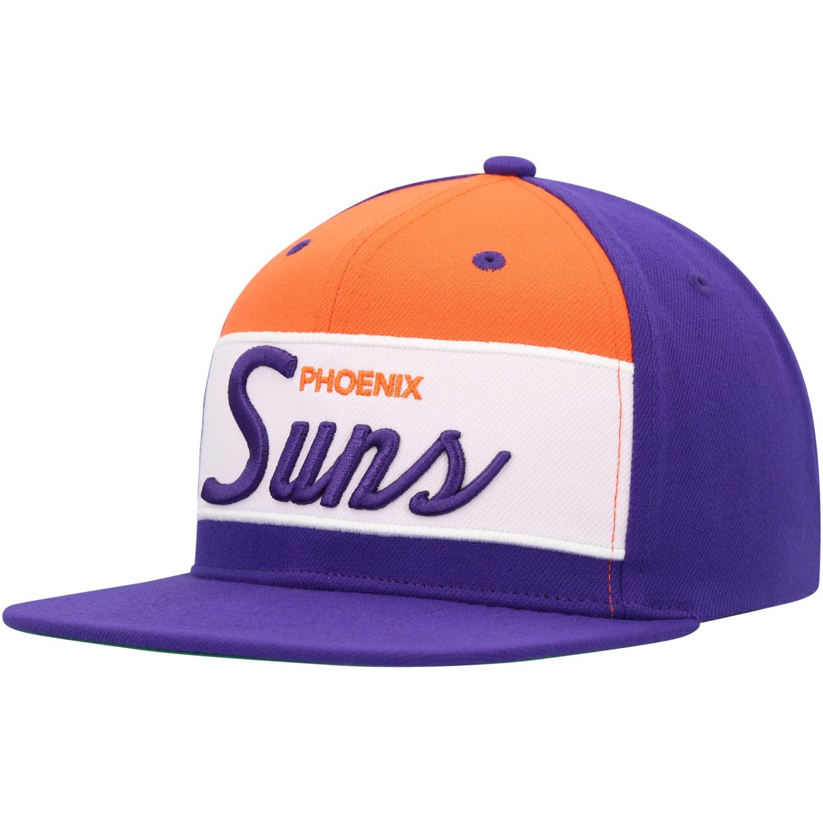 Phoenix Suns mens phoenix suns mitchell  ness whitepurple retro sport color block script snapback hat Collection | Official Suns Shop