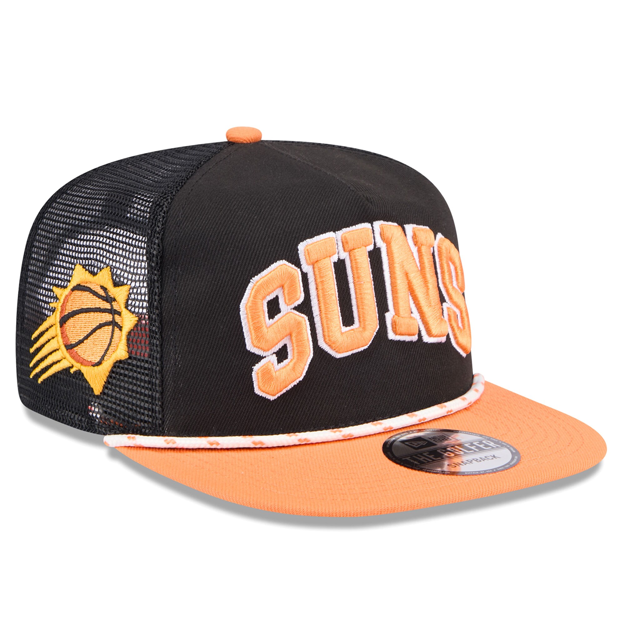 Phoenix Suns mens phoenix suns new era blackorange throwback team arch golfer snapback hat Collection | Official Suns Shop