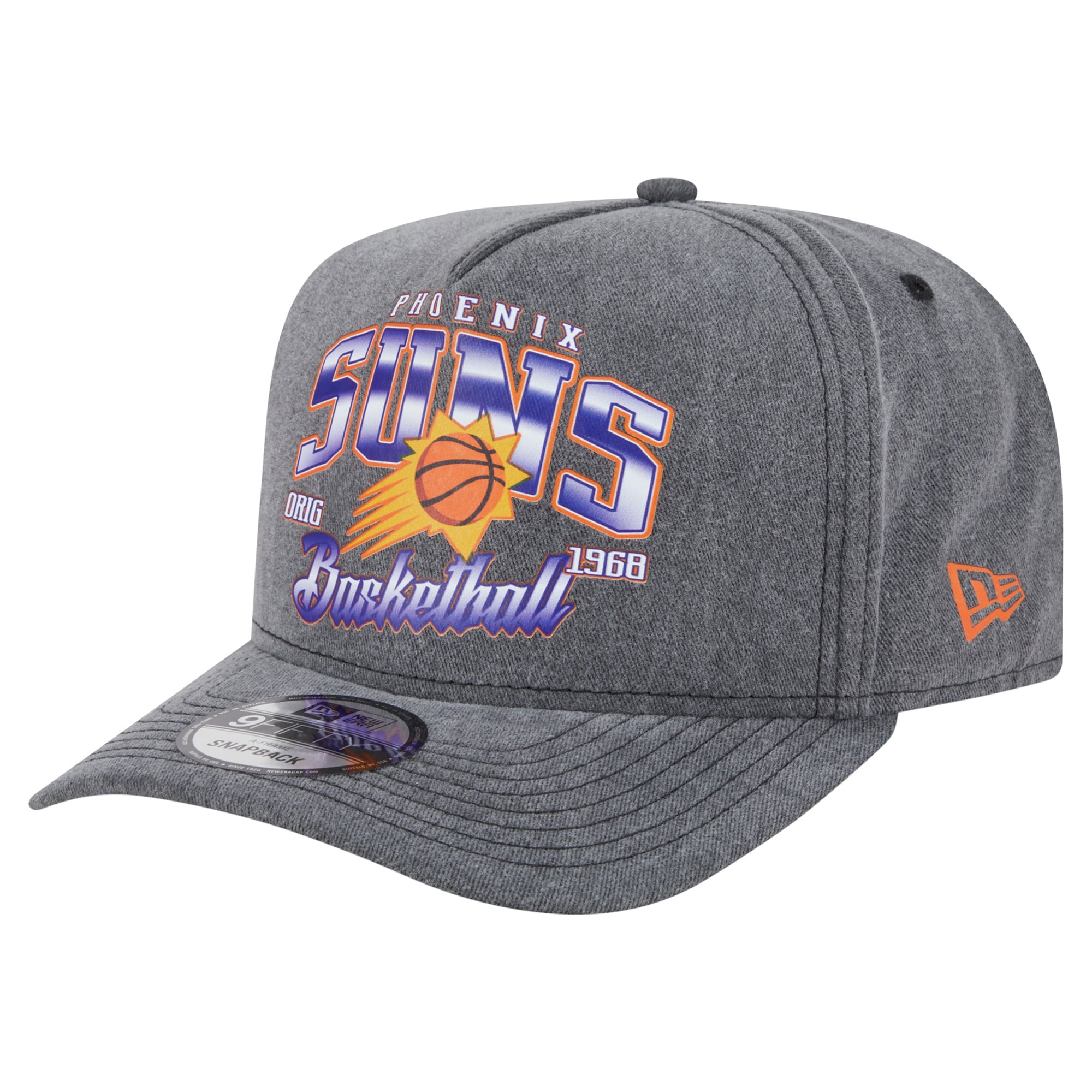 Phoenix Suns mens phoenix suns new era charcoal throwback washed pre-curved 9fifty snapback hat Collection | Official Suns Shop