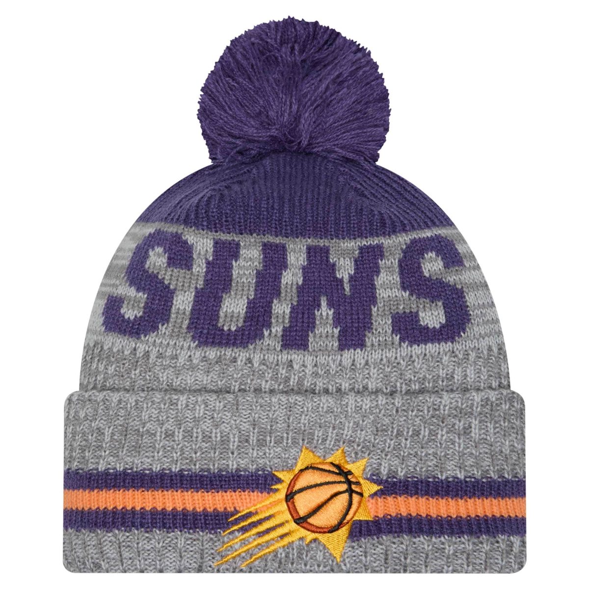 Phoenix Suns mens phoenix suns new era gray sport night runner cuffed knit hat with pom Collection | Official Suns Shop