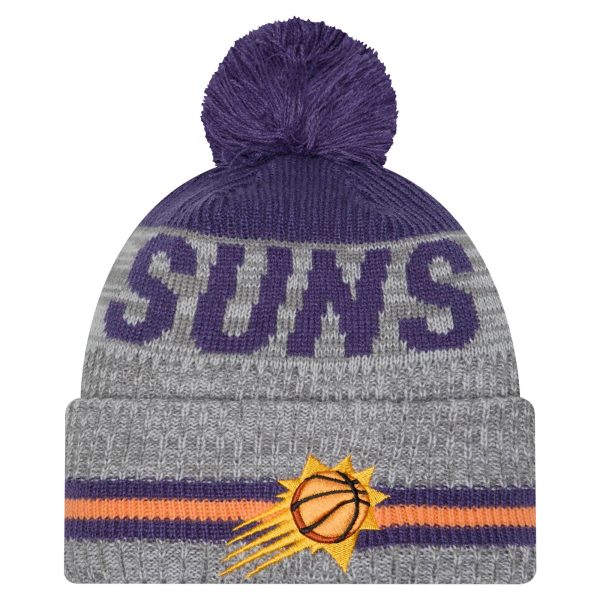 Phoenix Suns mens phoenix suns new era gray sport night runner cuffed knit hat with pom Collection | Official Suns Shop