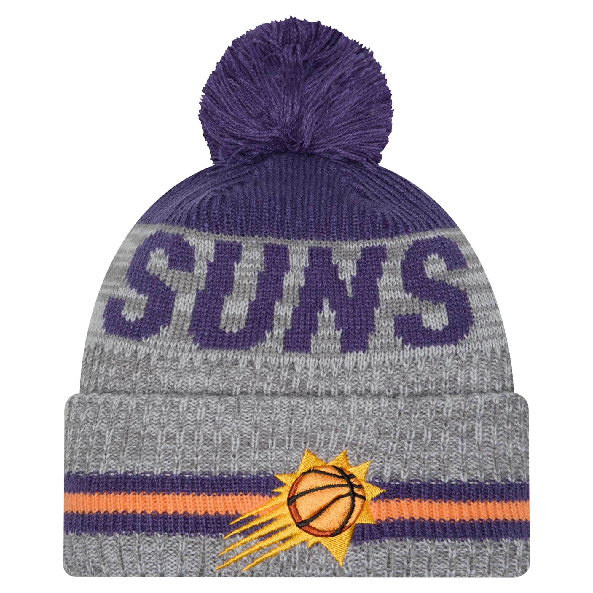 Phoenix Suns mens phoenix suns new era gray sport night runner cuffed knit hat with pom Collection | Official Suns Shop