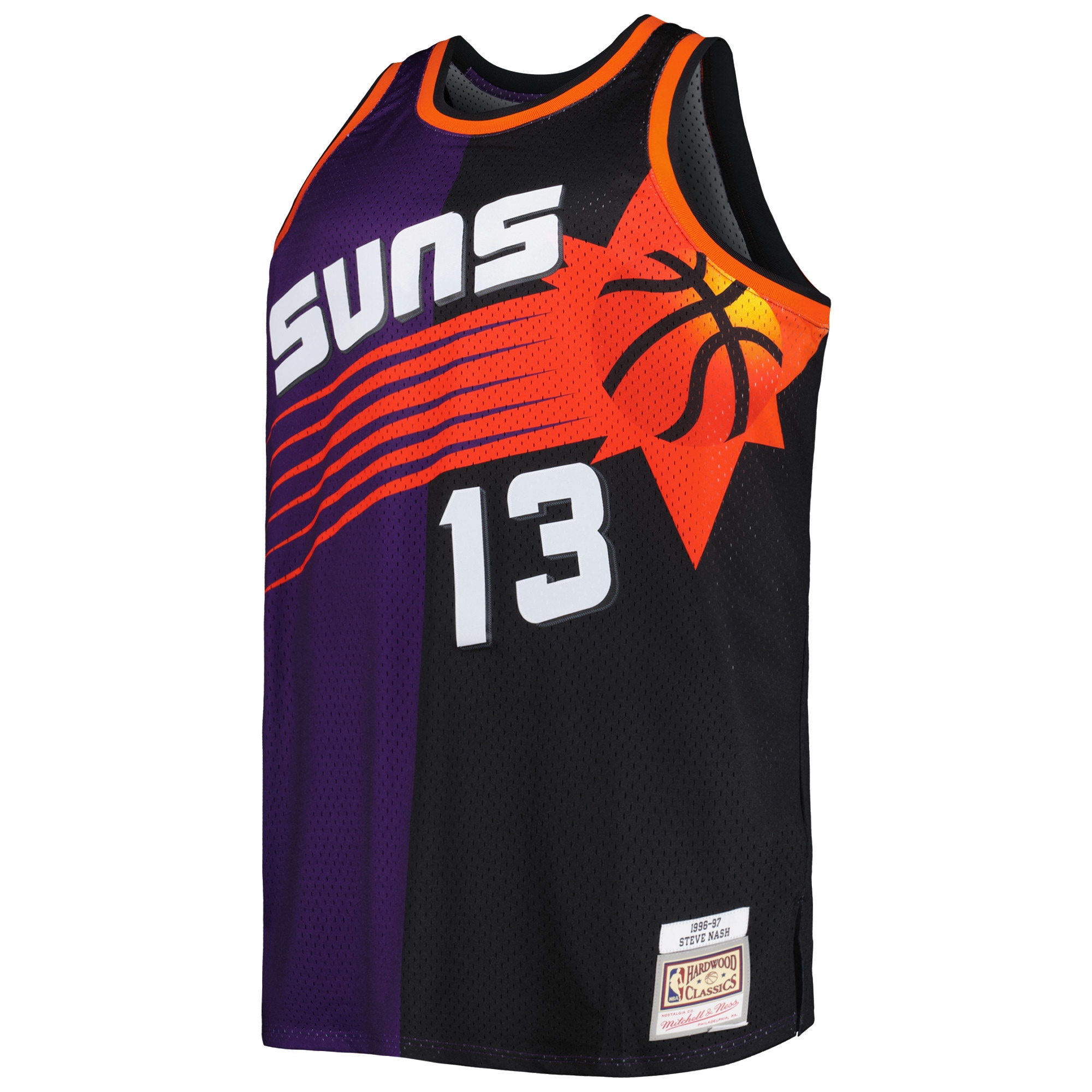 Phoenix Suns mens phoenix suns steve nash mitchell  ness purpleblack big  tall hardwood classics 199697 split swingman jersey Collection | Official Suns Shop