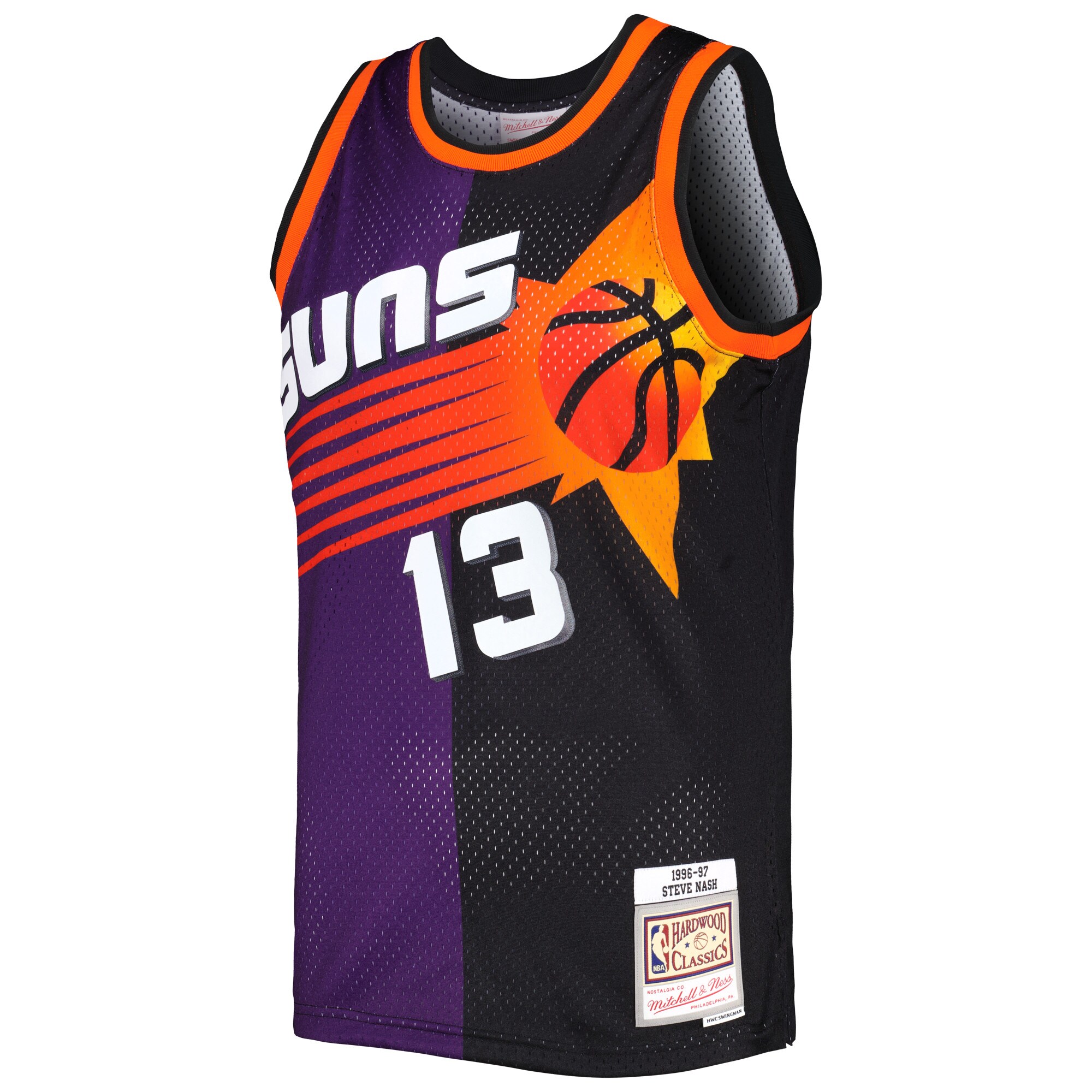Phoenix Suns mens phoenix suns steve nash mitchell  ness purpleblack hardwood classics 199697 split swingman jersey Collection | Official Suns Shop
