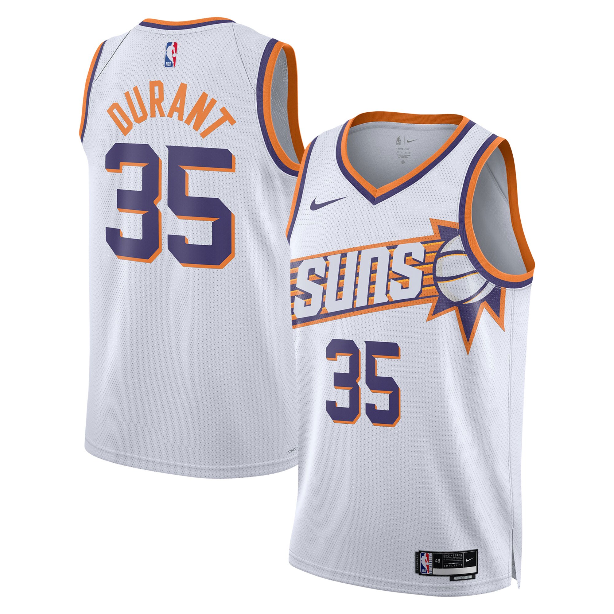 Phoenix Suns unisex phoenix suns kevin durant nike white swingman jersey – association edition Collection | Official Suns Shop