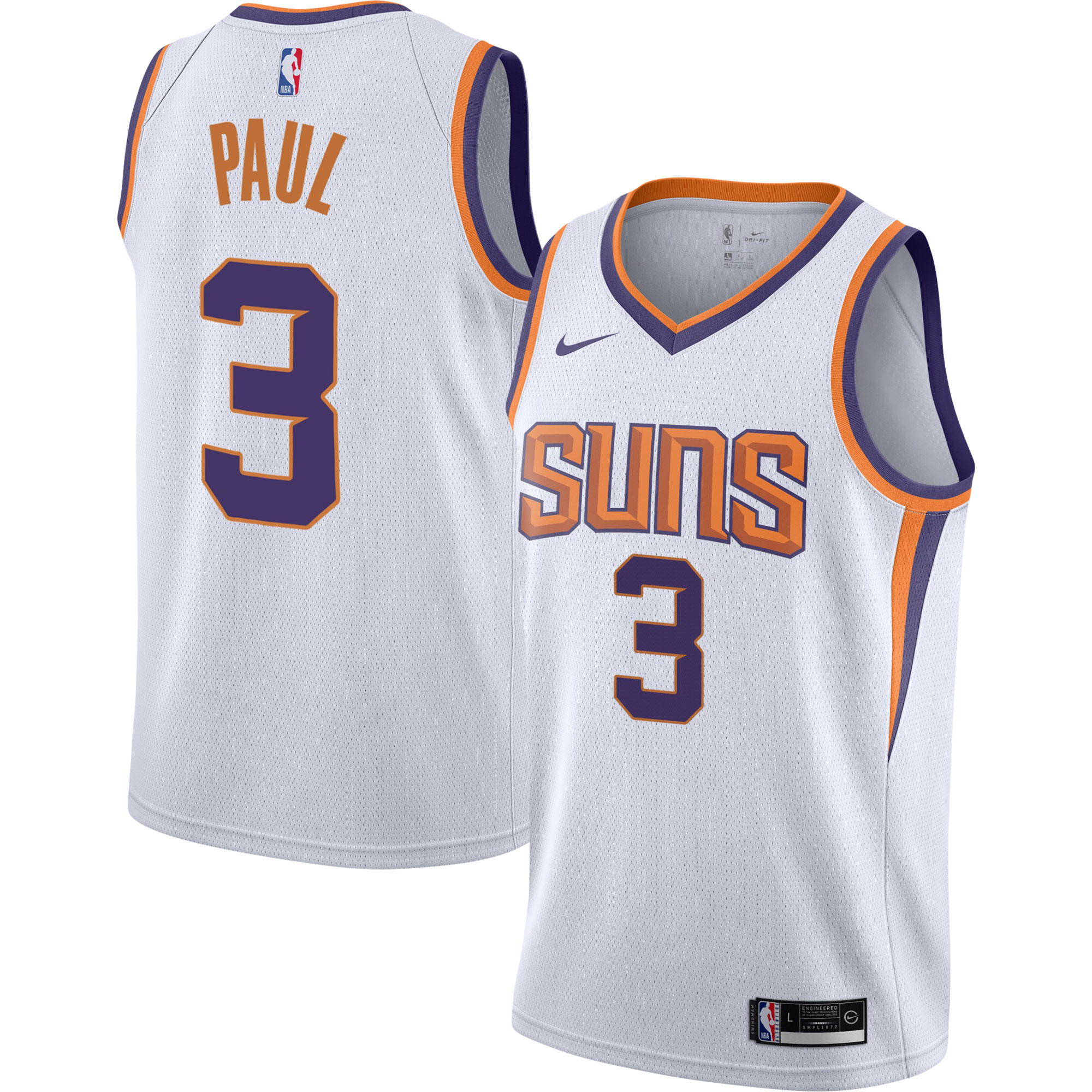 Phoenix Suns youth phoenix suns chris paul nike white swingman jersey – association edition Collection | Official Suns Shop