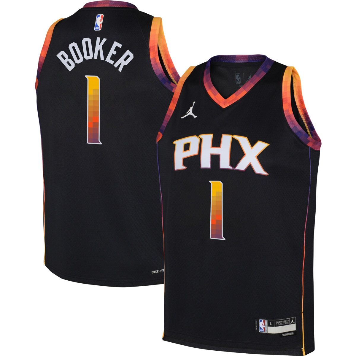 Phoenix Suns youth phoenix suns devin booker jordan brand black swingman jersey – statement edition Collection | Official Suns Shop