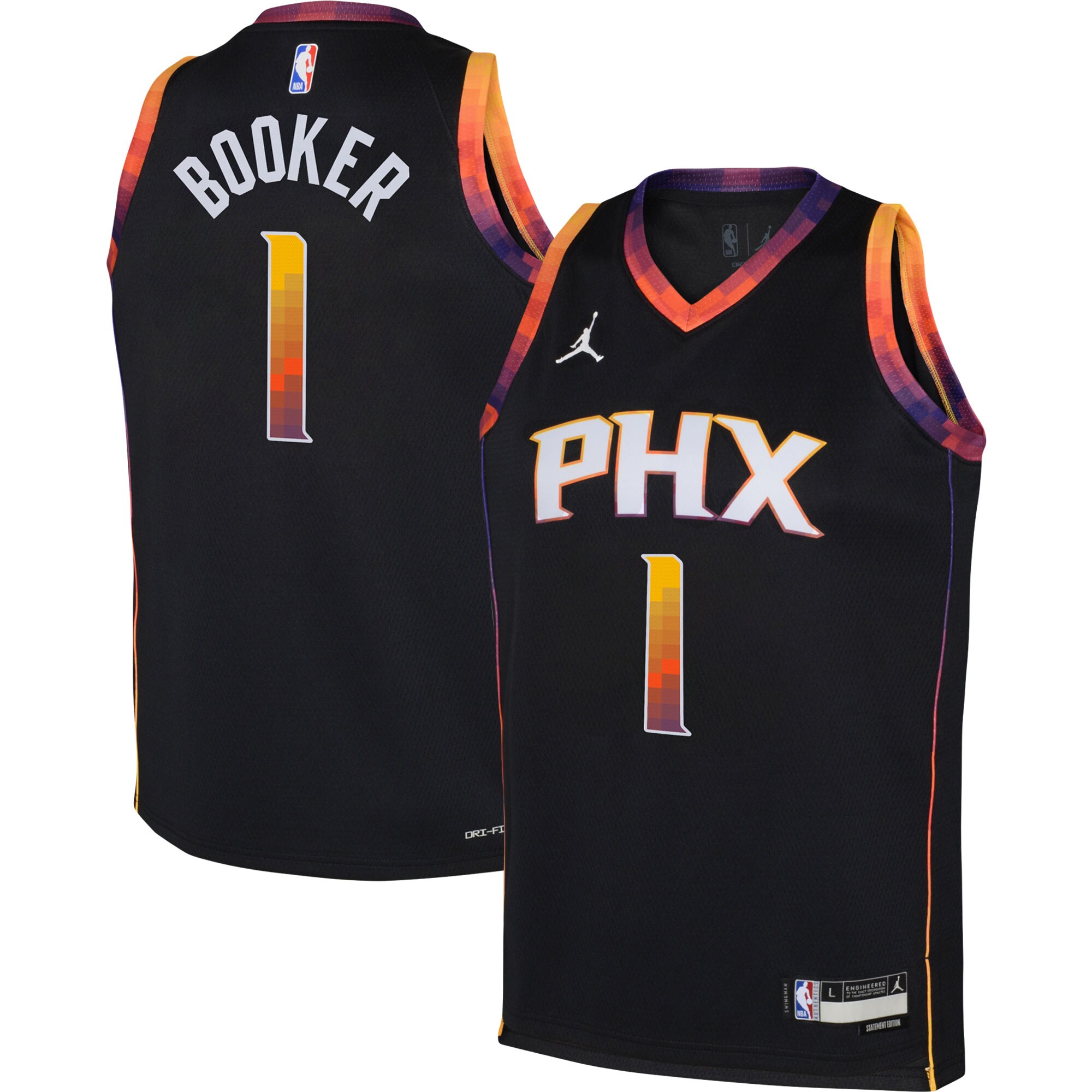 Phoenix Suns youth phoenix suns devin booker jordan brand black swingman jersey – statement edition Collection | Official Suns Shop