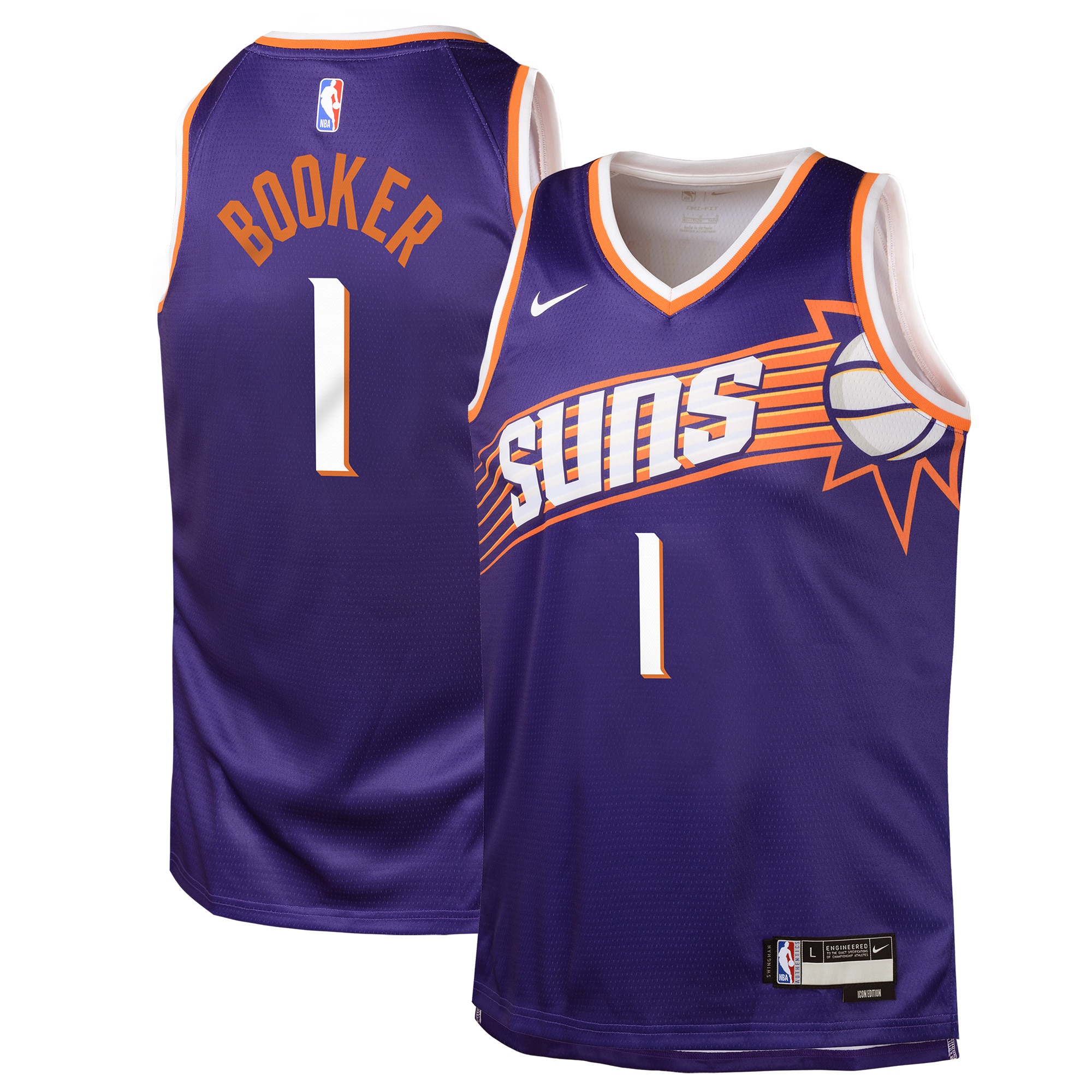 Phoenix Suns youth phoenix suns devin booker nike purple swingman jersey – icon edition Collection | Official Suns Shop