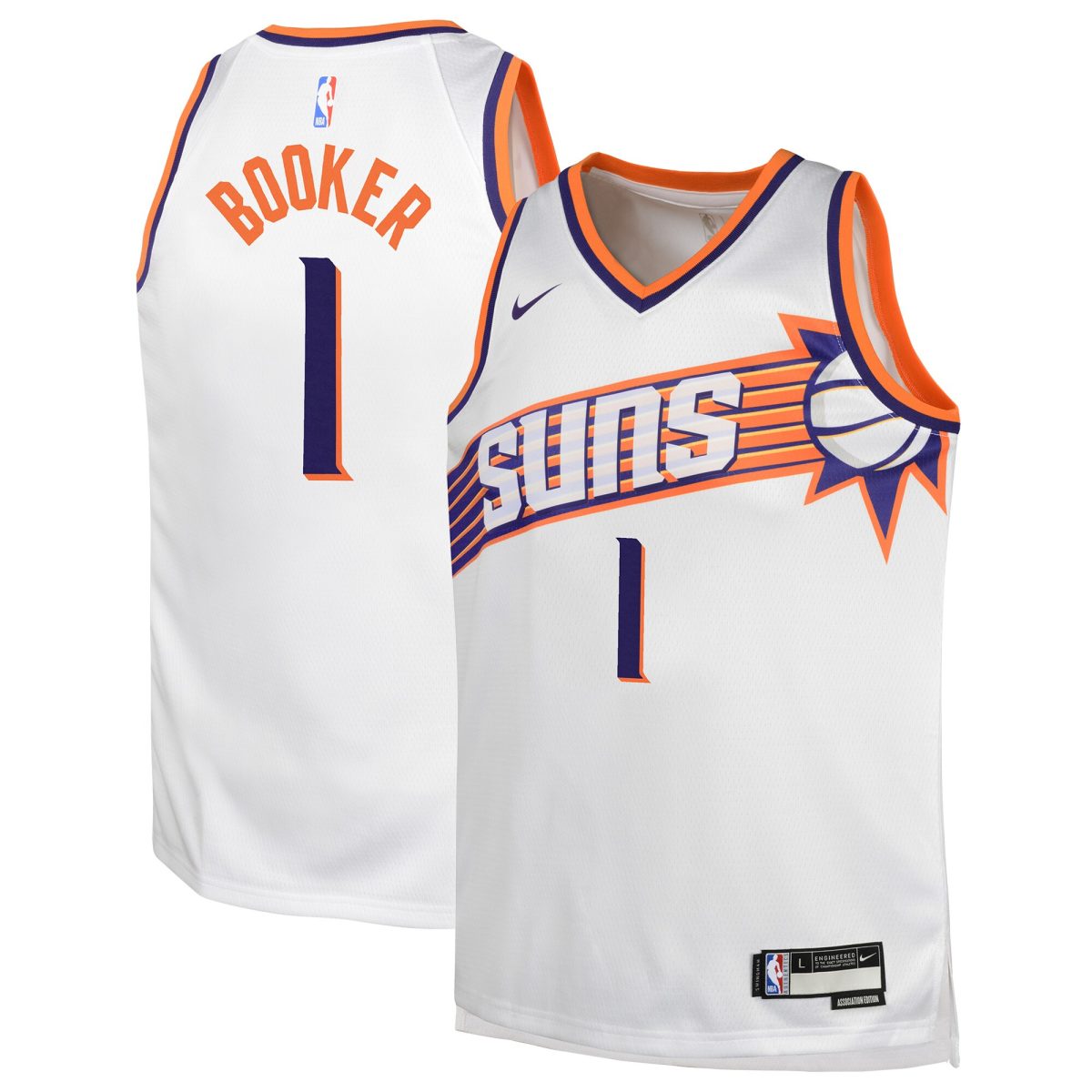 Phoenix Suns youth phoenix suns devin booker nike white swingman jersey – association edition Collection | Official Suns Shop