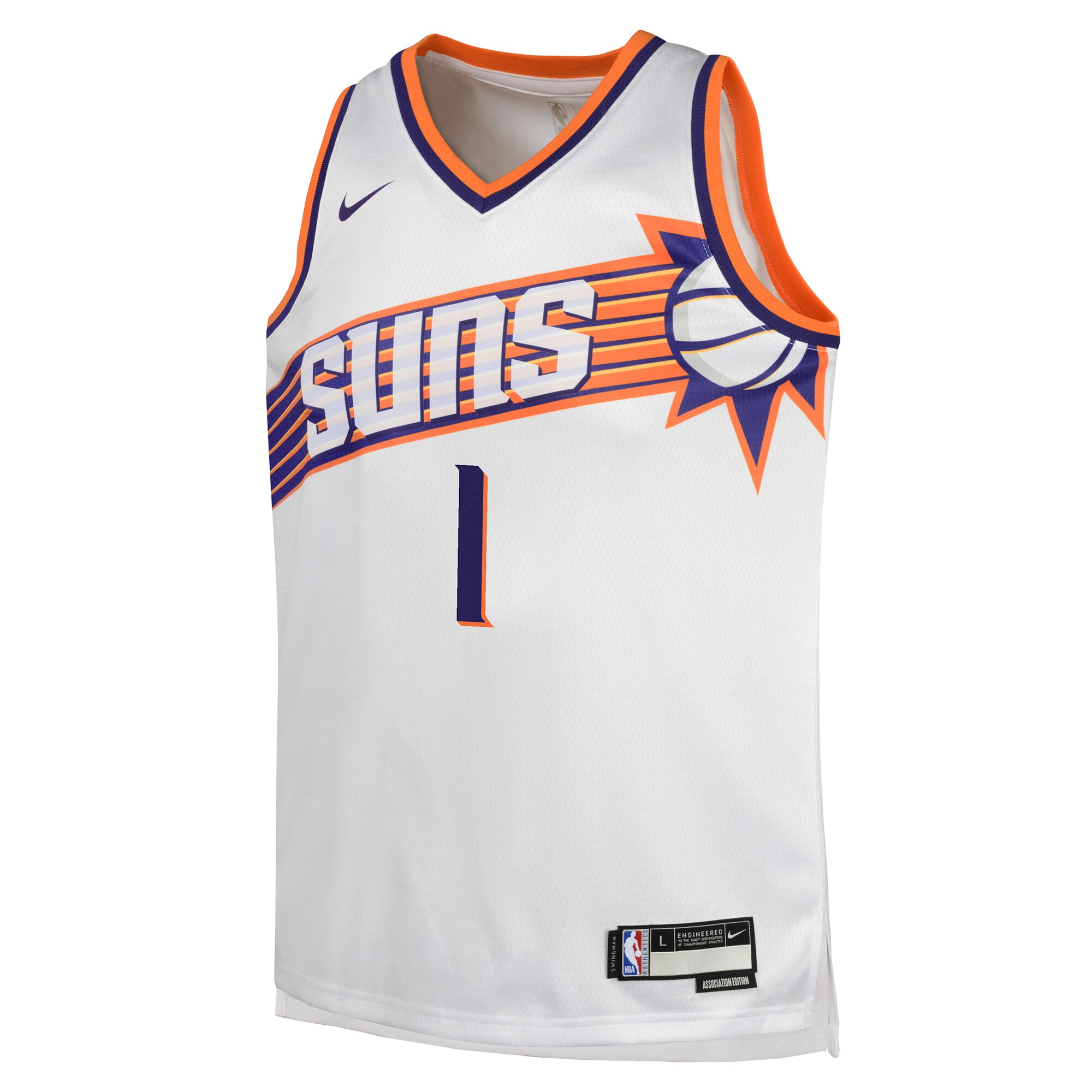 Phoenix Suns youth phoenix suns devin booker nike white swingman jersey – association edition Collection | Official Suns Shop