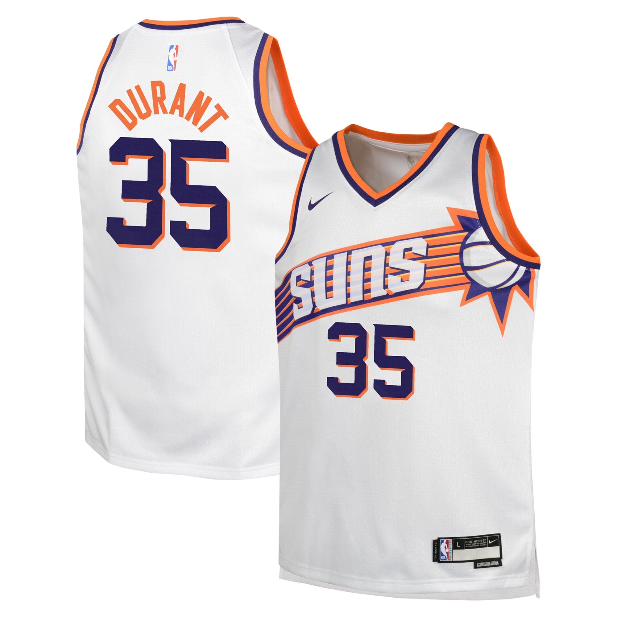 Phoenix Suns youth phoenix suns kevin durant nike white swingman jersey – association edition Collection | Official Suns Shop