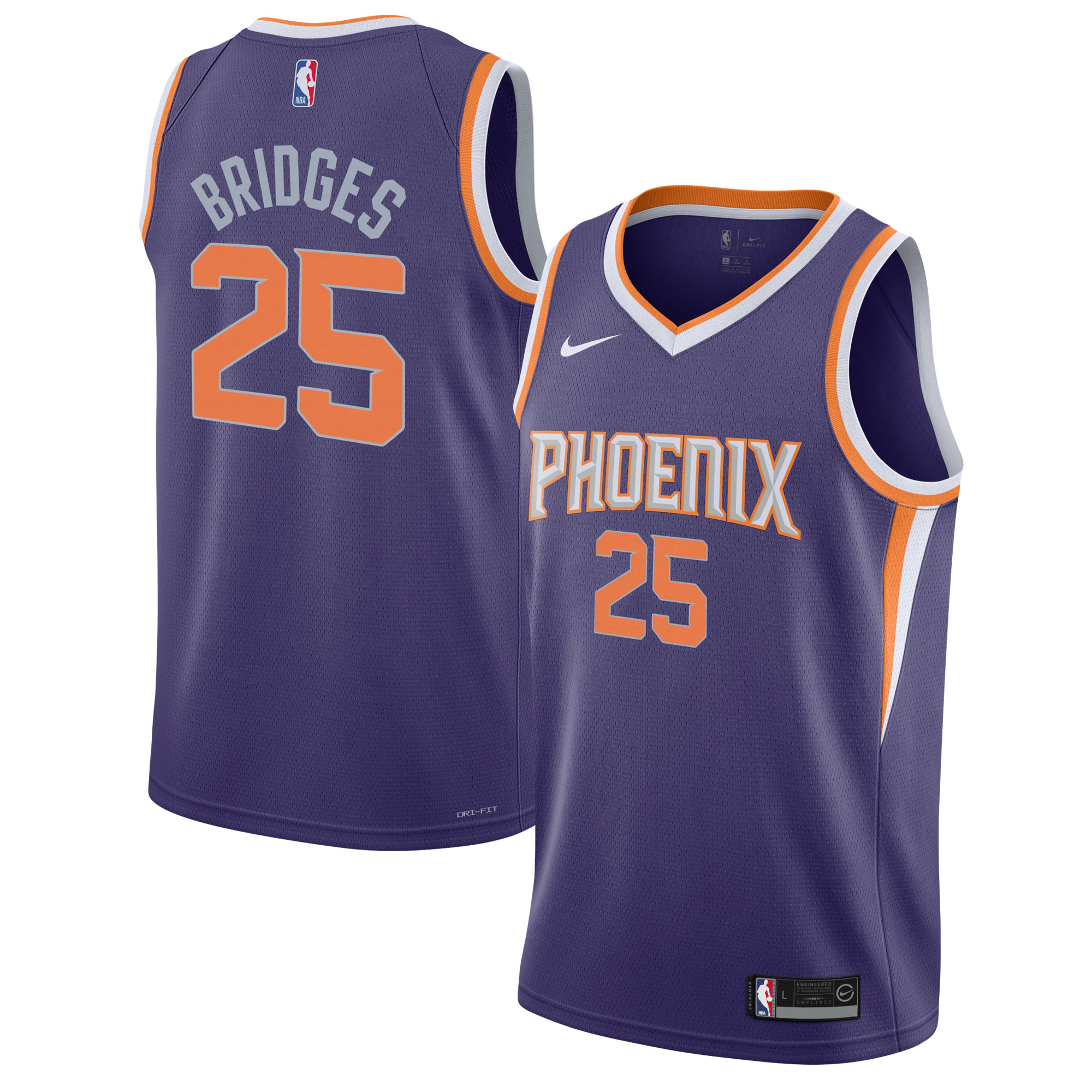Phoenix Suns youth phoenix suns mikal bridges nike purple swingman jersey – icon edition Collection | Official Suns Shop