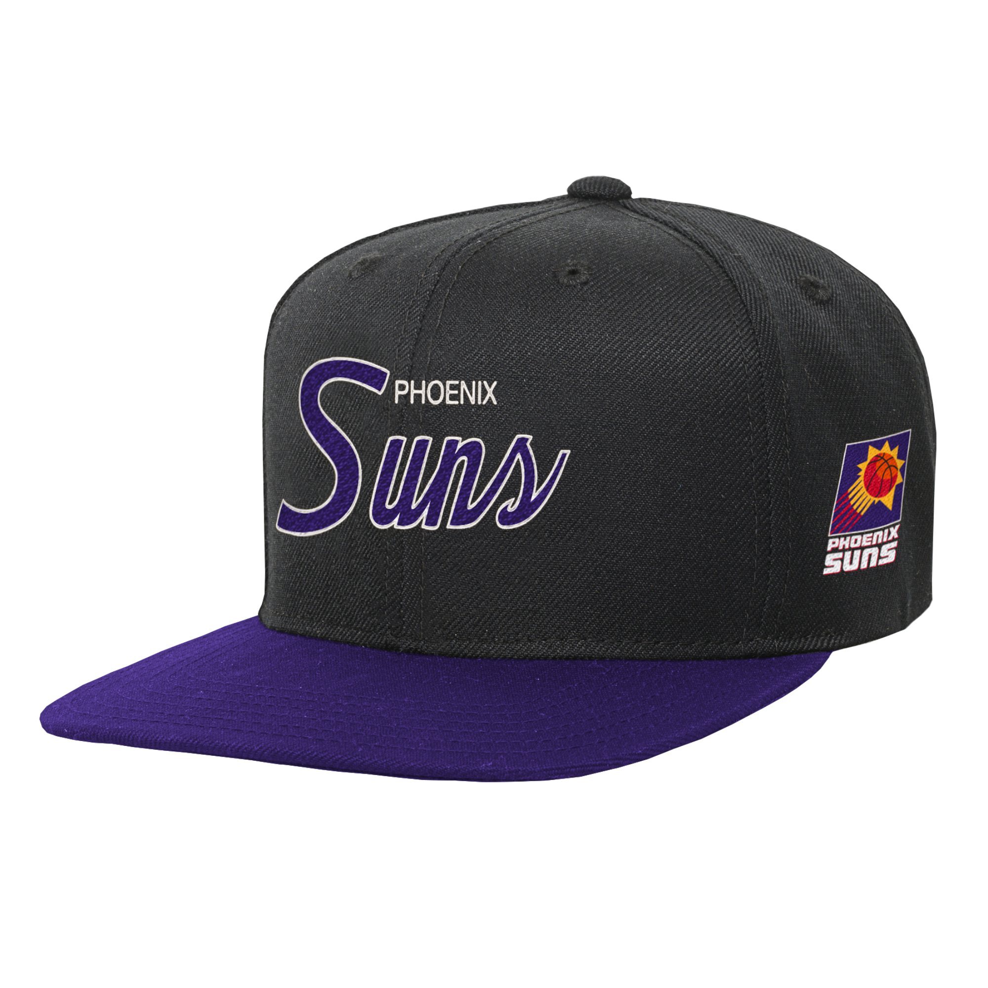 Phoenix Suns youth phoenix suns mitchell  ness black team script snapback hat Collection | Official Suns Shop